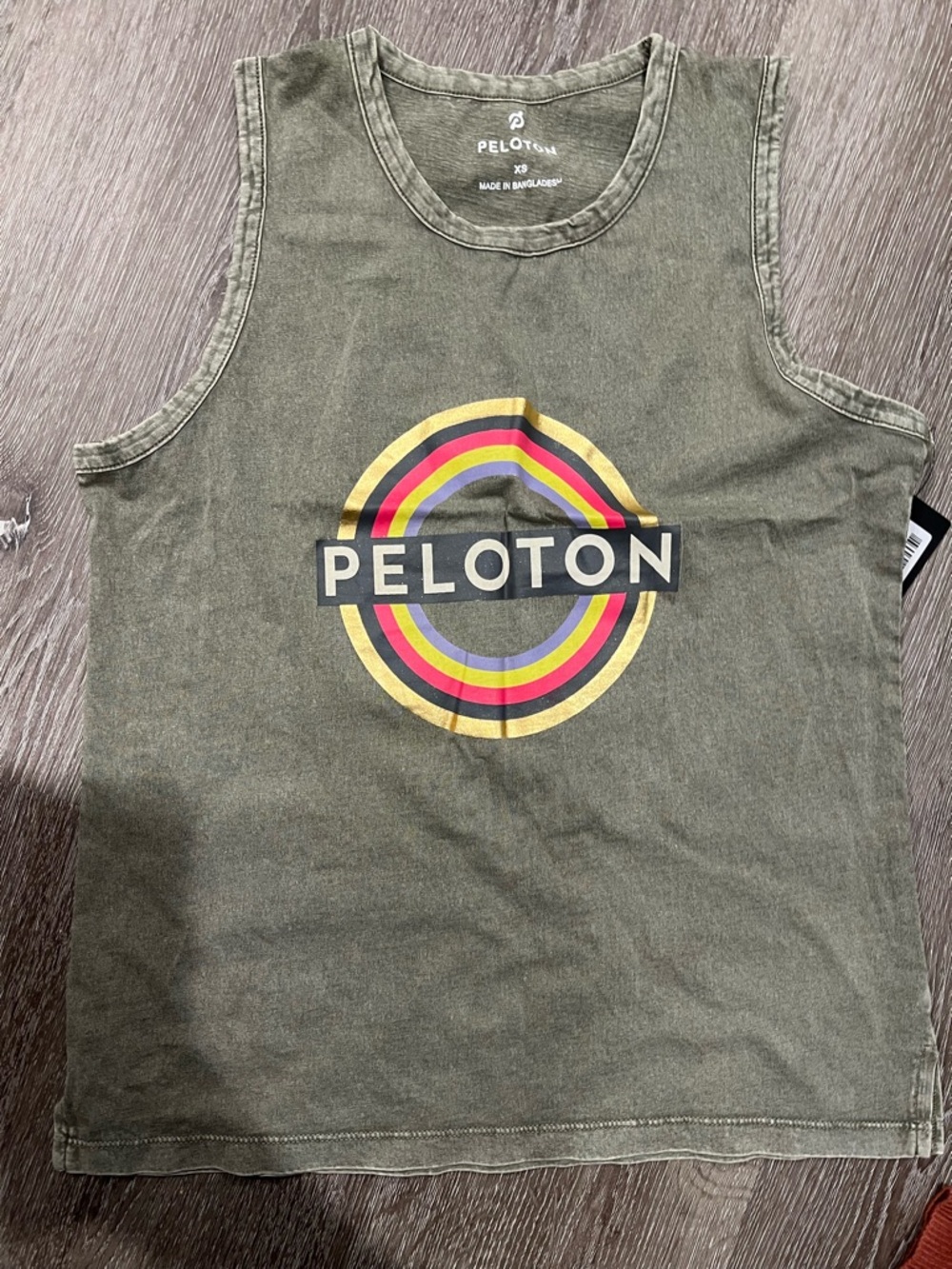 Peloton Olive Green Tank with Multicolor Circular Logo